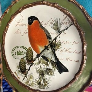 Mud Pie Nesting Nature Decorative Plate with Bullfinch